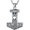 FaithHeart Collana da uomo con talismano vichingo a forma di martello di Thor, stile vintage, con ciondolo a forma di Mjolnir norreno, con robusta catena di grano, gioielli in acciaio inossidabile