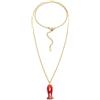 VLNET® | Vestopazzo collana a catena o filo con pesciolino in ceramica | Ciondolo a forma di pesce | ottone riciclato nickel tested | lavorazione artigianale (PESCE ROSSO CON CATENA)
