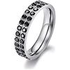 Wycian Anello Donna Zirconi, Anello Acciaio Personalizzabile Argento Misura 22 Zircone Intarsiato Personalizzabile Gratuita per Uomo Matrimonio