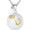 CELESTIA Collana Gravidanza Chiama Angeli, Collana Richiamo degli Angeli Gravidanza con Ciondolo Impronta e Trifoglio, Placcato Argento Collane Donna Incinta Lunga Catena 76~114 cm