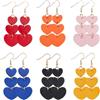 SUPERFINDINGS 6 paio di Orecchini Pendenti A Forma di Cuore, Orecchini Pendenti A Forma di Cuore In Pelle, Orecchini A Forma di Cuore Rosso, Orecchini A Forma di Cuore Rosa