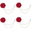 SUPERFINDINGS 6PCS Spille Fiore Rossa Spille da Risvolto Uomo Spille Sposo Rosa Spille Satin da Risvolto Matrimonio per Abito Uomo Gioielli Sposo Matrimonio