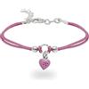 inSCINTILLE Braccialetti Bambina con Filo Cerato e Charm in Argento 925, Girotondo Bracciale Bambina e Bambino (Cuore Rosa)