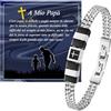 FANCIBAND Regalo Papà Bracciale Uomo Acciaio Inox Doppio con Croce Portafortuna, Idee Regali per il Papà Compleanno Natale Festa Del Papà Anniversario 30 40 50 60 70 80 Anni