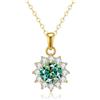 PAKORIO Collana girasole moissanite placcata oro 14K, 1ct/2ct VVS1, ipoallergenica, catena 40-45cm, anti-ossidazione, regalo(Verde acqua,1CT)