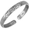 SHOUKAII Bracciale rigido regolabile in argento sterling, bracciali a catena, bracciale donna in argento sterling Bracciale rigido cinese vintage intagliato a forma di loto Bracciale classico da donna Gioielli