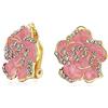 Bling Jewelry Orecchini A Clip Primaverili Retrò Con Bordo In Cristallo A Forma Di Fiore Smaltato Rosa Per Donne Con Orecchie Non Forate Placcati In Oro 14K
