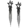 EVER FAITH Orecchini a forma di stella con nappa, in cristallo, a cascata di perle, con frange, pendenti, per donne, matrimoni, feste, gioielli, colore argento chiaro, 9.8 cm x 2.9 cm, Cristallo
