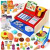MOMOSTAR Cassa Giocattolo per Bambini, Registratore di Cassa Giocattolo con Scanner Calcolatrice, Supermercato Giocattolo con 66 Accessori, Cassa Giochi d'Imitazione Regalo per Bambini 3 4 5 6 Anni