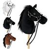 Bludrfnly Hobby Horse - Cavallo Giocattolo con Capestro e Briglie (Nero)