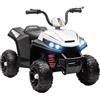 AIYAPLAY Quad Elettrico per Bambini 12V, Auto Elettrica per Bambini con 2 Motori, 5 km/h, Sospensioni, Fari LED, MP3, per 37-60 Mesi, Interno ed Esterno, Bianco