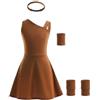 Lito Angels Children's Apparel Lito Angels Vestito Costume da Principessa con Fascia per Bambina Taglia 3-4 anni, Marrone