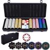 Engelhart - 320960 - Set Poker - Valigetta in Metallo Nero con 500 Gettoni (14 g) Senza Numero, 2 Set di Carte, 1 Bottone da Croupier, 5 Dadi
