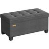 SONGMICS Cassapanca con Gambe, Pouf Contenitore Pieghevole con Coperchio Ribaltabile, Piedi Letto, Soggiorno Camera da Letto Ingresso, Tessuto Effetto Lino, 76 cm, Grigio Ardesia LSF049GN01
