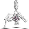 TINSLO Bead Charm Ciondolo Argento Sterling 925 con Cubic Zirconia Pendenti per Pandora Braccialetti, Compatibile con Braccialetti e Collane europei