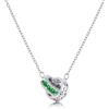 Linawe Collana da donna in argento verde smeraldo, collana con ciondolo con pietre preziose, gioielli in argento, set di catenine in acciaio inossidabile, gioielli alla moda in cristallo portafortuna