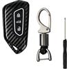 Drwosm Coprichiavi per VW, Design Carbon Cover Chiave con Portachiavi, Guscio Telecomando Auto per VW Golf 8/GTE/GTI/ID.3/ID.4, per Seat Leon MK4/Tarraco/Ateca, per Skoda Octavia/Cupra Formentor