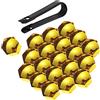 Bseical 20 Pezzi Tappi a Vite Ruota con Strumento di Rimozione Set per Automobili Pneumatici, ABS Placcatura Copri Bulloni Cerchi Auto Universale 17mm/19mm/21mm Coperchio Vite Esagonale (Giallo, 17mm)