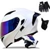 SONGDIQI Casco Moto Modulare, Caschi Modulari con Doppia Visiera Omologato ECE, Casco Integrale Apribile, per Adulti Uomo Donnag(C3,M(55~56CM))
