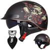 EHKINY Caschi Cromwell Vintage Casco Aperto For Moto Retrò - Mezzo Casco Omologato ECE DOT Con Visiera Resistente Ai Raggi UV, Vestibilità Regolabile, Design Aerodinamico(I,L=(59~60cm))