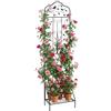 COSTWAY Traliccio per Rampicanti Metallo con Ripiano Pieghevole, Graticcio per Piante da Esterno, Griglia per Piante Rampicanti per Giardino, Cortile e Patio, 50 x 30 x 189,5 cm (Nero,1)