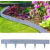 Aufun 5 m bordo per prato in rattan,bordo per aiuola, plastica con 5 elementi da 100 cm ciascuno, design effetto rattan, bordo per falciatura pieghevole, flessibile per giardino (grigio)