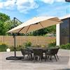 PURPLE LEAF Ombrellone da Giardino 3 x 3 m con Base a Croce, Ombrellone Decentrato con Rotazione di 360° e 5 Livelli di Regolazione, 8 Stecche in Alluminio e Tessuto 240 g/m² Anti-UV UPF 50+, Beige