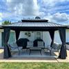 PURPLE LEAF, Tenda da Giardino Esterno 4,25 x 3 m, Gazebo in Alluminio a Doppio Tetto Rigido in Acciaio Galvanizzato, Pergola da Giardino con Tende e Zanzariera per Campeggio, Festa, Barbecue, Grigio