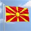 AL PRODUCTION Bandiera Macedonia 70 x 100 cm in Poliestere Nautico Ignifugo 115 g/mq per Uso Interno ed Esterno con Finiture Professionali, Doppie Cuciture, Corda e Guaina, Colori Brillanti e Duraturi