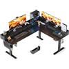 WALKINGDESK Scrivania ad angolo Elettrica con 5 Cassettoni, 190 x 155 cm Tavolo Regolabile in Altezza a L, Bureau per computer con memory di 4 Altezze, Nero