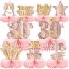 Voxisroma 9 decorazioni per 30° compleanno, 30° compleanno, donne, oro rosa, a nido d'ape, centrotavola per compleanno, 30° compleanno, decorazione per le donne, per il compleanno
