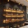 FKKPRVAX 100CM Grande Portabottiglie Da Parete con illuminazione a LED,3 Livelli Supporto Vetro in legno massello in stile industriale vetrinetta da parete Pensile bar, ristoranti e case