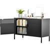 MetaCate lnov Mobile Contenitore in Acciaio a 2 Ante con Ripiano Regolabile e Chiusura Magnetica, Armadio per Ufficio e Casa, Armadio in Acciaio, 40 x 100 x 64 cm, Nero