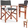 Casaria® Sedia da Regista Premium Imbottita Legno di Eucalipto Certificato FSC® Pieghevole Braccioli Tessuto Lavabile Capacità di Carico fino a 160kg Giardino Esterno Antracite