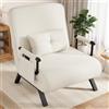 YOUDENOVA Poltrona Letto 4 in 1, Divano Letto Singolo Pieghevole con Schienale Regolabile a 5 Posizioni, Letto per Ospiti e Divano Relax, Portata 150 kg, con Tasca Portaoggetti, 184 × 63 cm, Beige