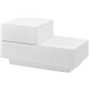 [en.casa] Comodino Moderno con 2 Cassetti Design Asimmetrico Cassettiera Bassa Mobile da Notte per Camera da Letto Lato Sinistro 38 x 70 x 35 cm Bianco Opaco