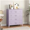 [en.casa] Cassettiera in Acciaio Comò con 4 Cassetti Organizzatore da Ufficio Soggiorno Mobile Contenitore per Archivio 92 x 80 x 40 cm - Viola