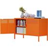 MetaCate lnov Mobile Contenitore in Acciaio a 2 Ante con Ripiano Regolabile e Chiusura Magnetica, Armadio per Ufficio e Casa, Armadio in Acciaio, 40 x 100 x 64 cm, Arancione