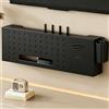 HEFJIAYCIQ Scatola Da Parete Per Router Wifi, Ripiano in Acciaio Al Carbonio Per Nascondere Cavi, Modem E Presa Multipla, Scatola Decorativa Multimediale Per Ufficio E Casa,Nero,40x10x20cm