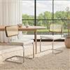 Zouron Sedie da cucina in rattan, set di 2, sedie da pranzo moderne del centro secolo, sedie da cucina senza braccioli con schienale in rattan intrecciato, gambe in metallo, beige