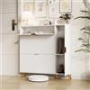 SAOOZBE Scarpiera con 2 ante, scarpiera stretta con divisori regolabili, scarpiera ribaltabile con cassetti, mobile scarpe, portascarpe, armadio per corridoio, ingresso, soggiorno, 100 x 24 x 120 cm (Bianco B