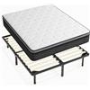 DEWINNER Set Materasso una mezza piazza 120x190 a Molle e Schiuma alto 30 cm + Rete in ferro a doghe，in Legno Ortopedica，con 9 piedi Smontabile，Altezza 35cm，Confortevole e Traspirante，da montaggiare