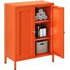 MetaCate lnov Mobile Armadietto in Metallo 2 Ante con 2 Ripiani Regolabili, Chiusura Magnetica, Mobile Autoportante da Terra per Casa Ufficio Cucina Bagno 30 x 60 x 80 cm, Arancione