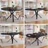 kowdom Tavolo allungabile rotondo effetto marmo, 100-140 cm, telaio in metallo a X, piedini regolabili, tavolo da pranzo allungabile per cucina e sala da pranzo, salvaspazio, design moderno, nero