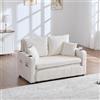 LDOKAHAUS Divano letto a 2 posti con funzione letto, estensibile, multifunzione, con borsa portaoggetti, portabicchieri e 4 cuscini, piccoli divani per piccoli spazi, beige