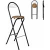 Liink1Ga 1 Pezzo Sgabello Bar Alto Pieghevole Pieghevole Portatile Cucina con Schienale, Sedie Sgabelli Alti Pieghevoli per Interno Esterno in Cucine/Bar/Bistrot/Campeggio/Marrone Seduta/Altezza 75CM