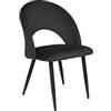 SAMIRA Sedia da pranzo imbottita in velluto nero mod. Zoe (Nero, 1 pz)