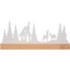 UNUS Casa nella foresta con cervi, decorazione invernale in metallo con base in bambù, 30 x 13 cm, nero o bianco, silhouette suggestiva per tavolo, davanzale o comò