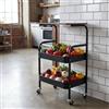 HUOLE Carrello di servizio a 3 livelli, scaffale da cucina, telaio in metallo, scaffale con maniglia e ruote, carrello da cucina in stile industriale, 43 x 30 x 77 cm, 3 strati (nero)