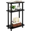 IBUYKETavolino stretto a 3 ripiani con ripiano nero, 40 x 18 x 62,5 cm, comodino sottile per soggiorno, camera da letto, ufficio, montaggio senza attrezzi, nero WST009B
